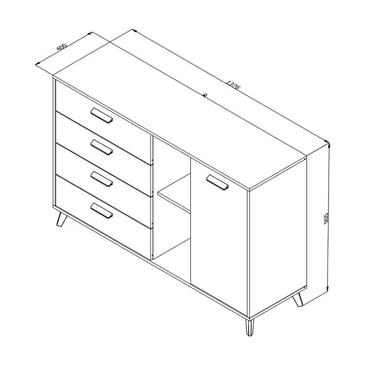 ΚΟΜΟΤΑ-ΜΠΟΥΦΕΣ UMBRIA 3K4F GREY OAK-ΜΑΥΡΟ 137x40x90εκ 11008659