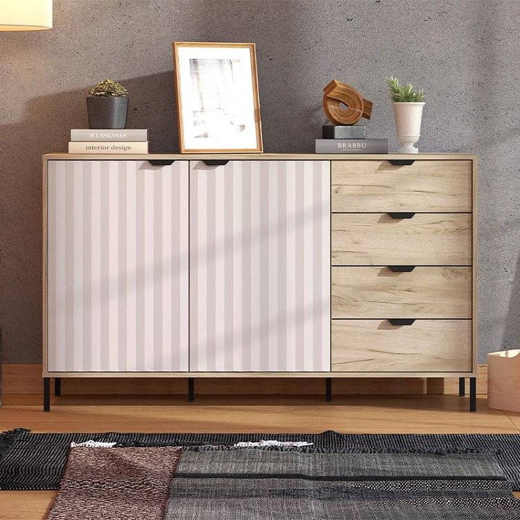 ΚΟΜΟΤΑ-ΜΠΟΥΦΕΣ VANDEA 3K4F GREY OAK-CASHMERE 157x40x93εκ 11013385