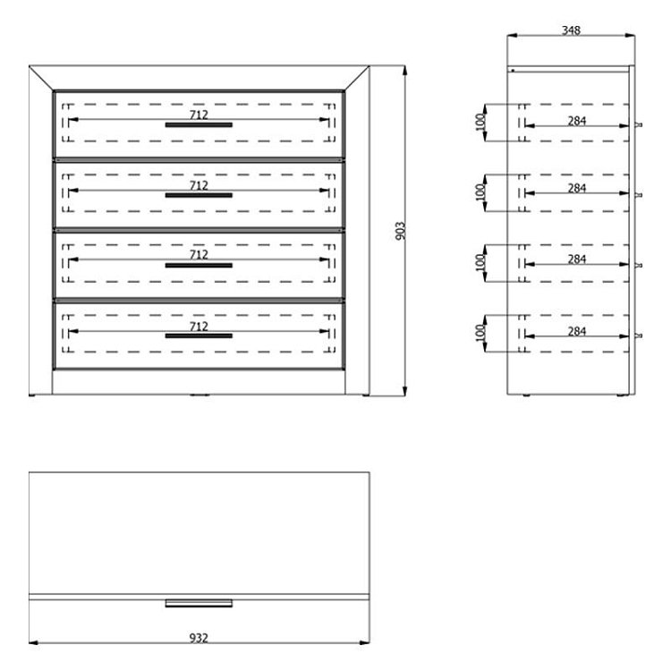 ΚΟΜΟΤΑ-ΣΥΡΤΑΡΙΕΡΑ  Etna 4F Grey Oak - Λευκή Λάκα 93x35x90.5εκ 11008636