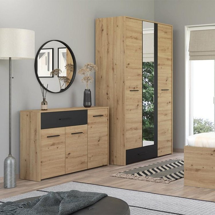 ΚΟΜΟΤΑ VARADERO 3K1F ARTISAN OAK-ΜΑΥΡΟ 119x33x80,5εκ 11011628