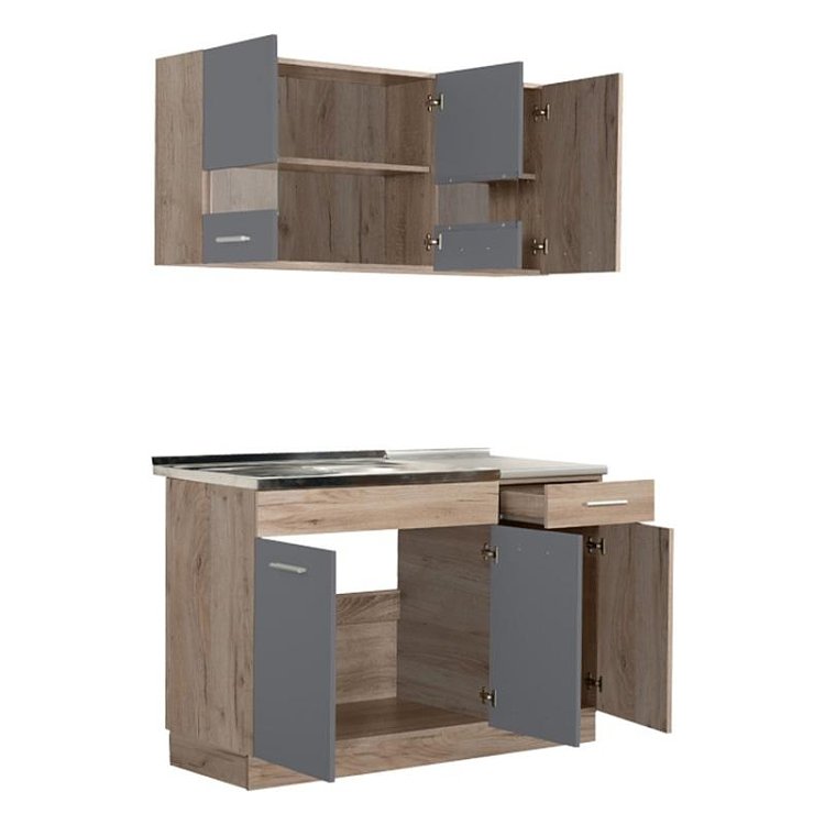 ΚΟΥΖΙΝΑ DALILA 120 GREY OAK / ΓΚΡΙ 120x51,5x206,5εκ 11008357
