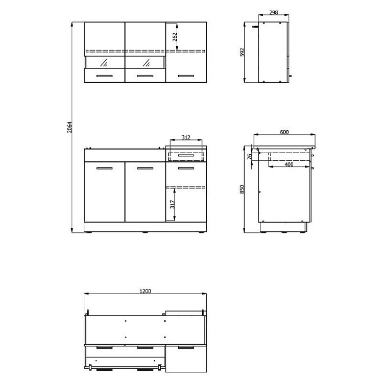 ΚΟΥΖΙΝΑ DALILA 120 GREY OAK / ΛΕΥΚΟ 120x51,5x206,5εκ 11008356