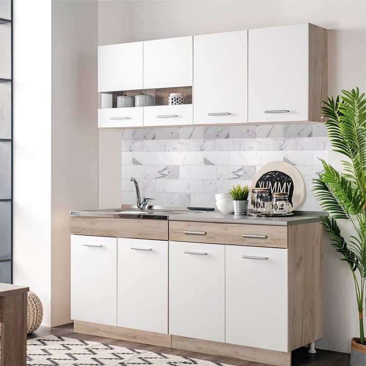 ΚΟΥΖΙΝΑ DALILA 160 GREY OAK / ΛΕΥΚΟ 160x51,5x206,5εκ 11008332