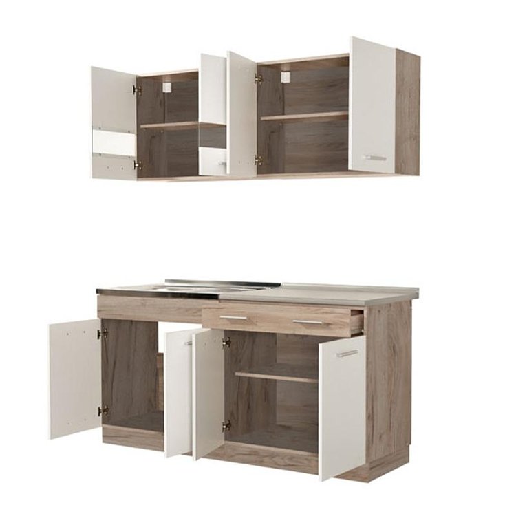 ΚΟΥΖΙΝΑ DALILA 160 GREY OAK / ΛΕΥΚΟ 160x51,5x206,5εκ 11008332