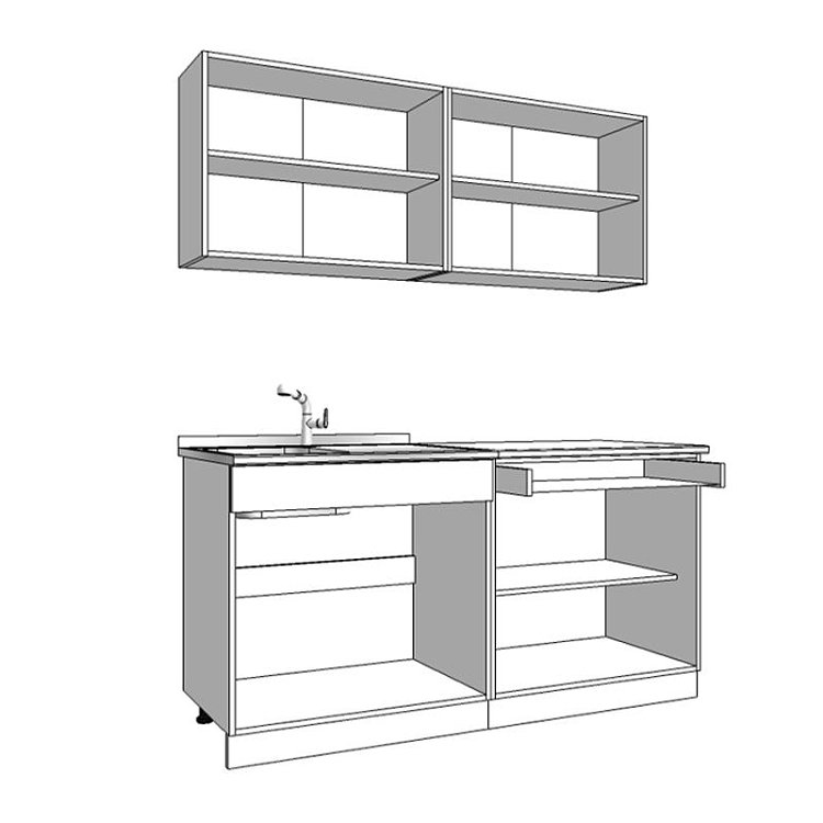ΚΟΥΖΙΝΑ DALILA 160 GREY OAK / ΛΕΥΚΟ 160x51,5x206,5εκ 11008332