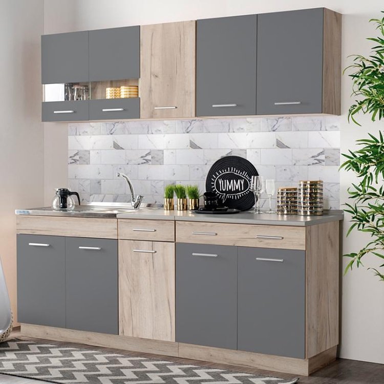 ΚΟΥΖΙΝΑ DALILA 200 GREY OAK / ΓΚΡΙ 200x51,5x206,5εκ 11008335