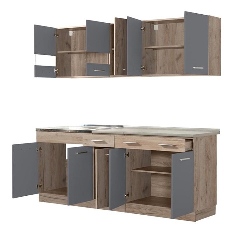 ΚΟΥΖΙΝΑ DALILA 200 GREY OAK / ΓΚΡΙ 200x51,5x206,5εκ 11008335