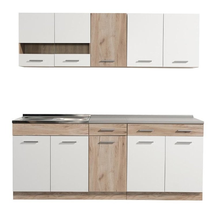 ΚΟΥΖΙΝΑ DALILA 200 GREY OAK / ΛΕΥΚΟ 200x51,5x206,5εκ 11008334