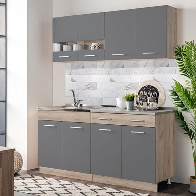 ΚΟΥΖΙΝΑ DALILA 80 GREY OAK / ΓΚΡΙ 80x51,5x206,5εκ 11008359