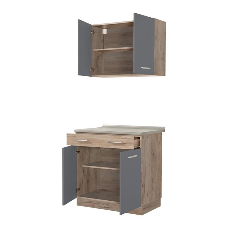 ΚΟΥΖΙΝΑ DALILA 80 GREY OAK / ΓΚΡΙ 80x51,5x206,5εκ 11008359