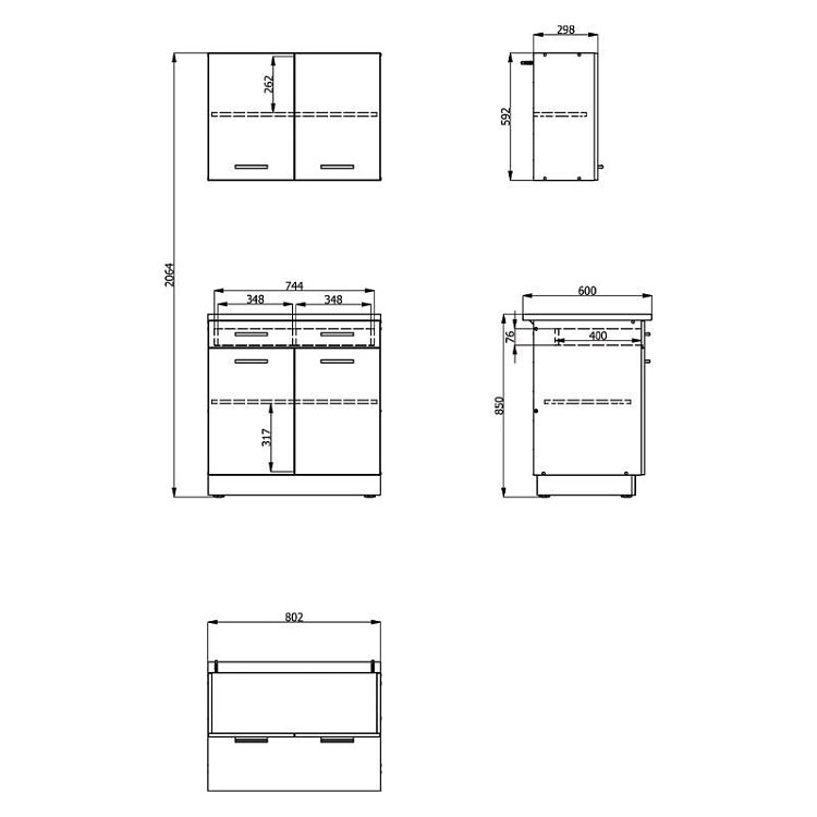 ΚΟΥΖΙΝΑ DALILA 80 GREY OAK / ΛΕΥΚΟ 80x51,5x206,5εκ 11008358