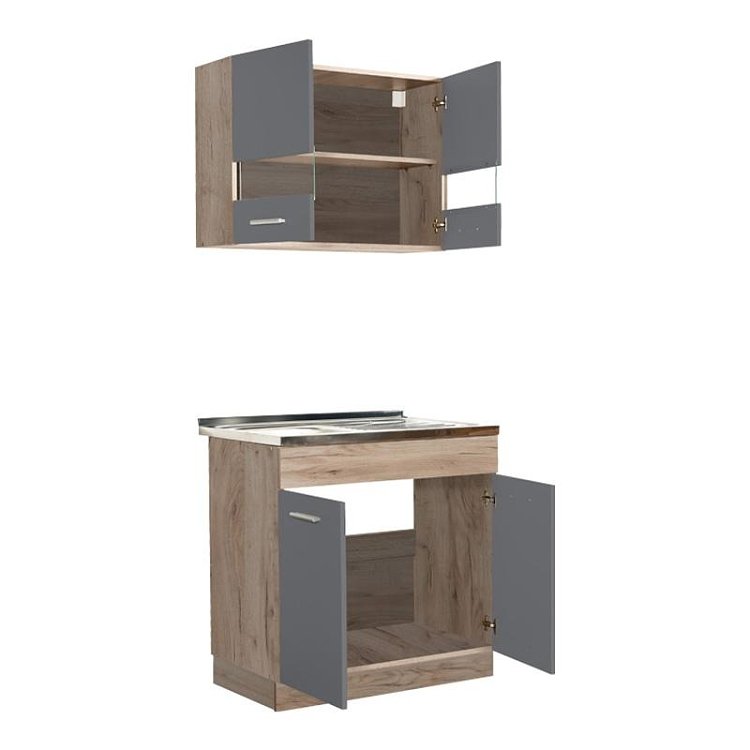 ΚΟΥΖΙΝΑ DALILA 80S GREY OAK / ΓΚΡΙ 80x51,5x206,5εκ 11008361
