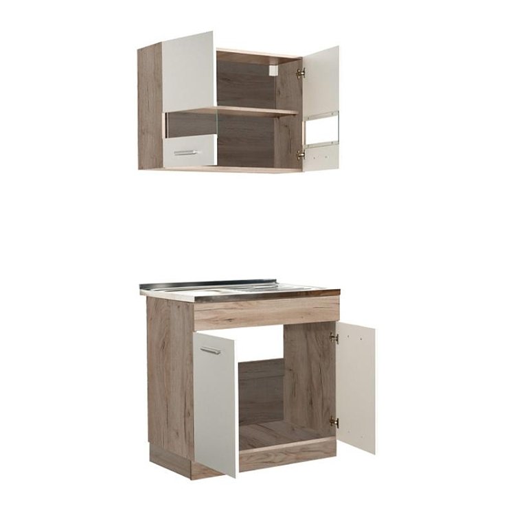 ΚΟΥΖΙΝΑ DALILA 80S GREY OAK / ΛΕΥΚΟ 80x51,5x206,5εκ 11008360