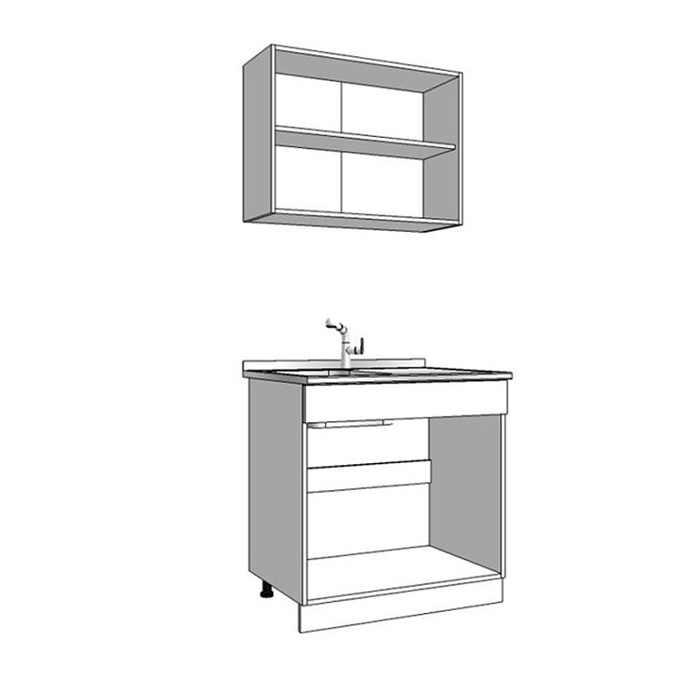 ΚΟΥΖΙΝΑ DALILA 80S GREY OAK / ΛΕΥΚΟ 80x51,5x206,5εκ 11008360