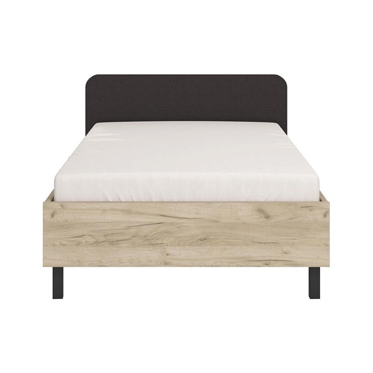 ΚΡΕΒΑΤΙ BARLETTA 120 GREY OAK ΜΕ ΓΚΡΙ ΥΦΑΣΜΑ ΚΑΙ ΜΑΥΡΑ ΠΟΔΙΑ 131x213,5x85,5εκ (120x200) 11012525