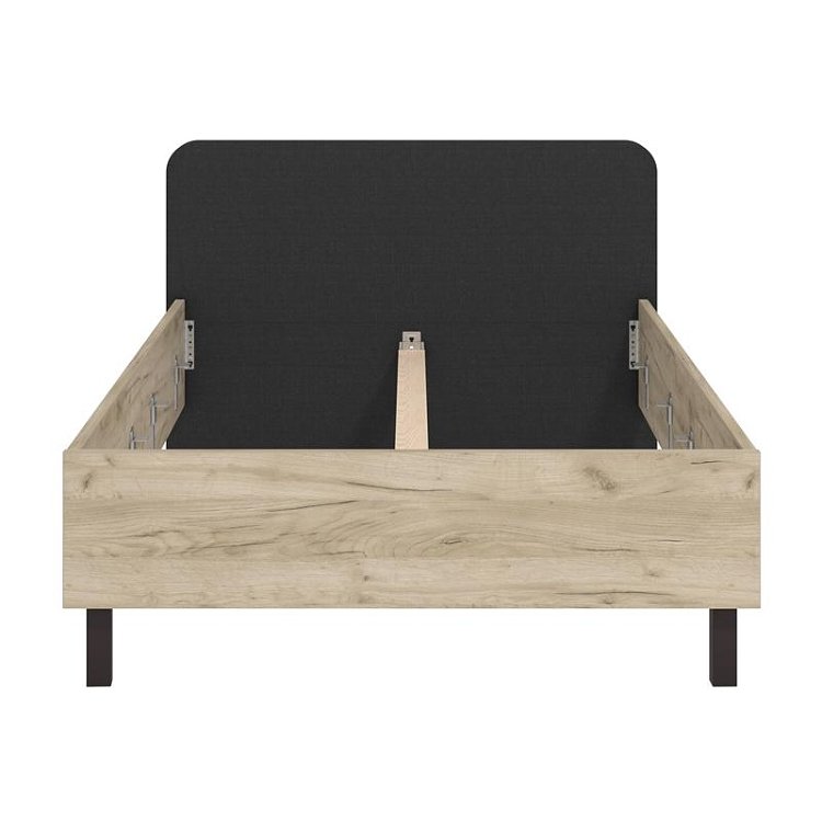 ΚΡΕΒΑΤΙ BARLETTA 120 GREY OAK ΜΕ ΓΚΡΙ ΥΦΑΣΜΑ ΚΑΙ ΜΑΥΡΑ ΠΟΔΙΑ 131x213,5x85,5εκ (120x200) 11012525