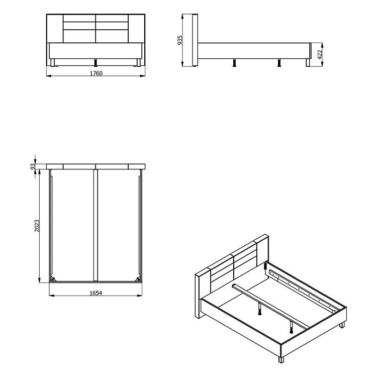 ΚΡΕΒΑΤΙ CANON 160 GREY OAK - ΓΚΡΙ ΥΦΑΣΜΑ 176.5x212.5x93.5εκ (160x200) 11008489