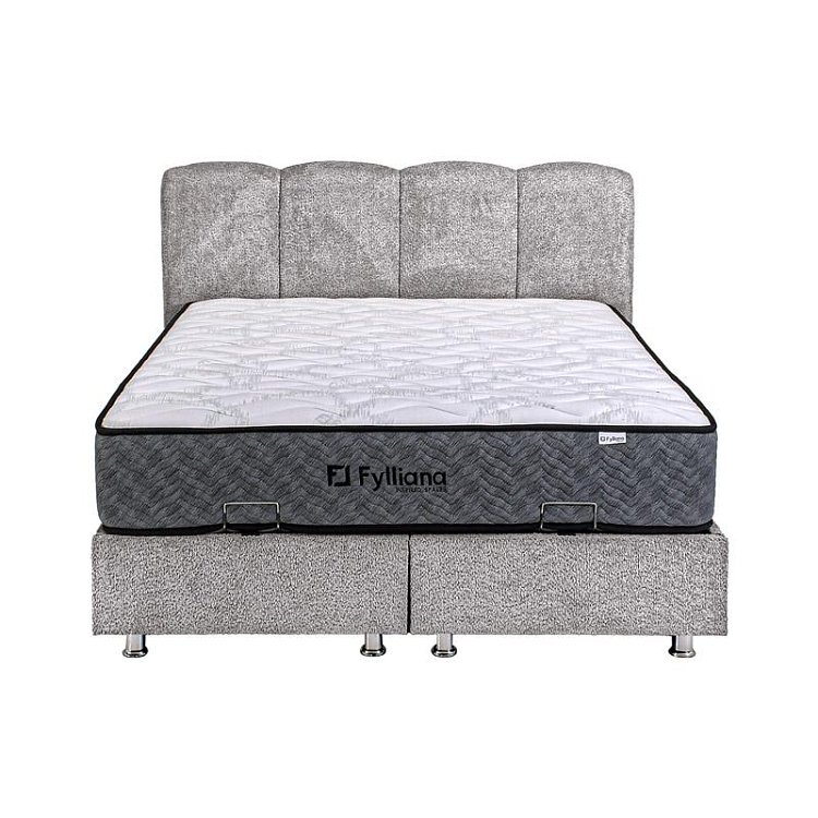 ΚΡΕΒΑΤΙ Fylliana Edem ΓΚΡΙ ΜΕ ΑΠΟΘ ΧΩΡΟ 179x212x130εκ (160x200) 828-225-190