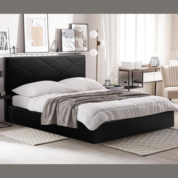 ΚΡΕΒΑΤΙ Fylliana Evelyn ΜΑΥΡΟ ΤΕΧΝΟΔΕΡΜΑ 174x217x105εκ (160x200εκ) 884-220-002