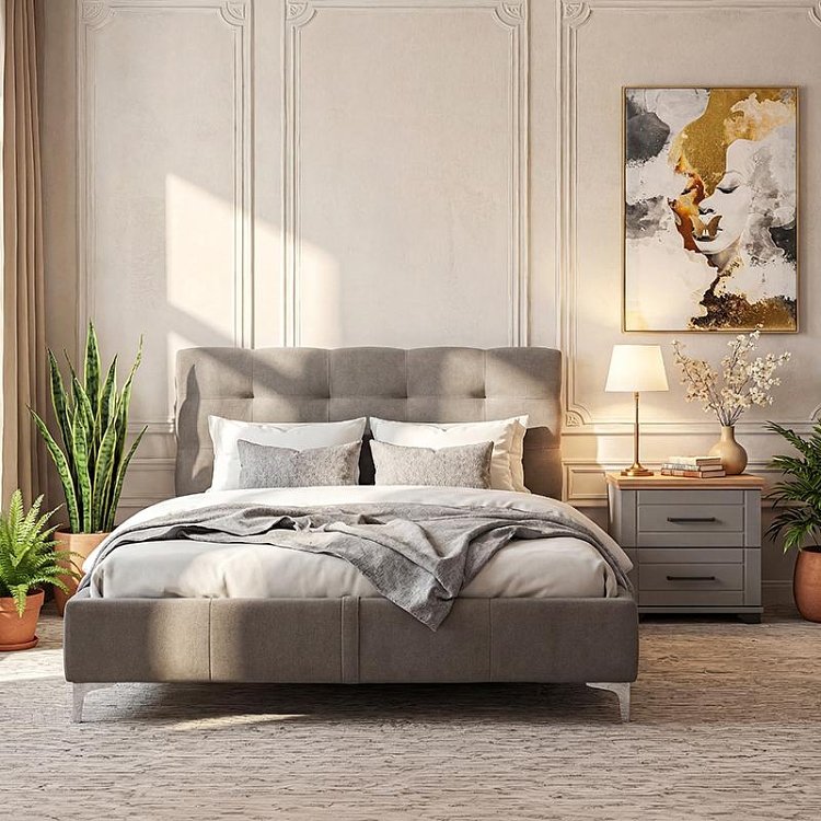 ΚΡΕΒΑΤΙ ΜΕ ΠΑΤΩΜΑ Fylliana SALVADOR ΓΚΡΙ ΧΡΩΜΑ 170x220x110εκ 880-124-033