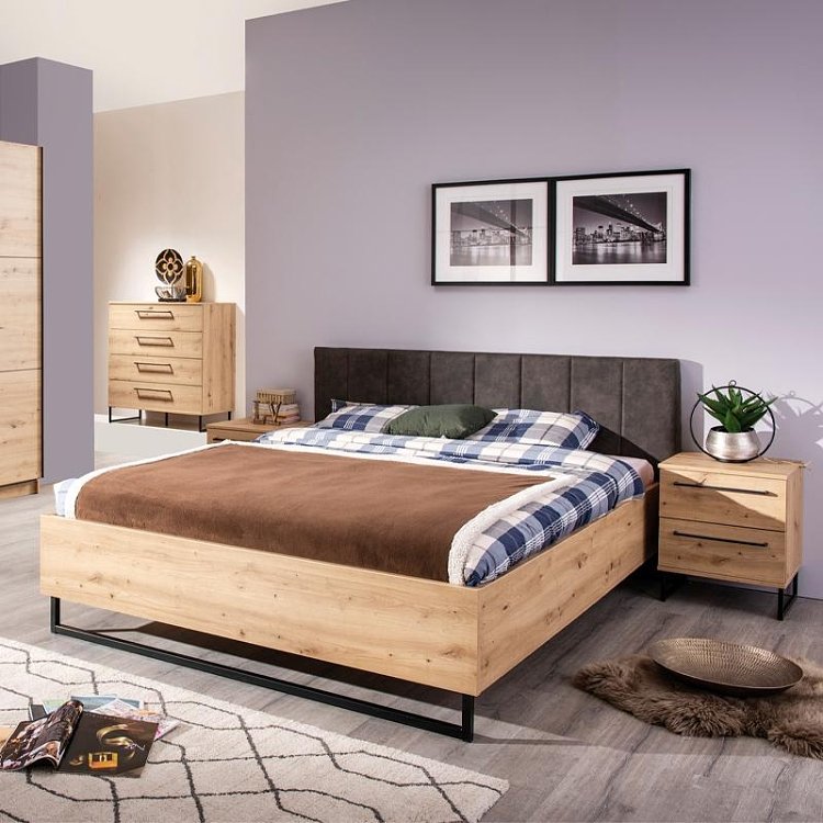 ΚΡΕΒΑΤΙ SARDINIA 160 ARTISAN OAK / ΜΑΥΡΟ 177.5x212x94εκ 11008247