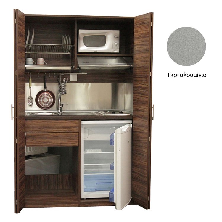 Πολυκουζινάκι Silver ΚΣ125 με πόρτες 125x209x65 Γκρι Αλουμίνιο
