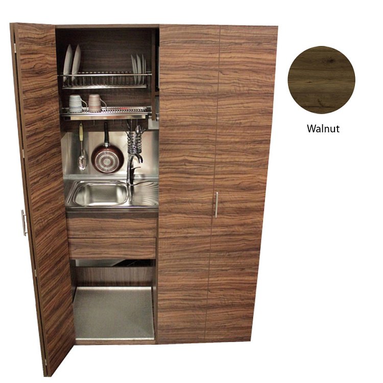 Πολυκουζινάκι Silver ΚΣ125 με πόρτες 125x209x65 Walnut
