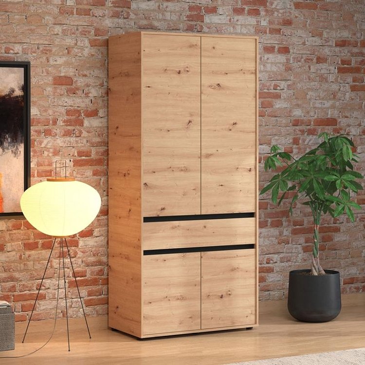 ΝΤΟΥΛΑΠΑ CORBETT 2K1F h211 ARTISAN OAK/ΜΑΥΡΟ ΜΑΤ ΧΡΩΜΑ 93x55x211εκ 11014684