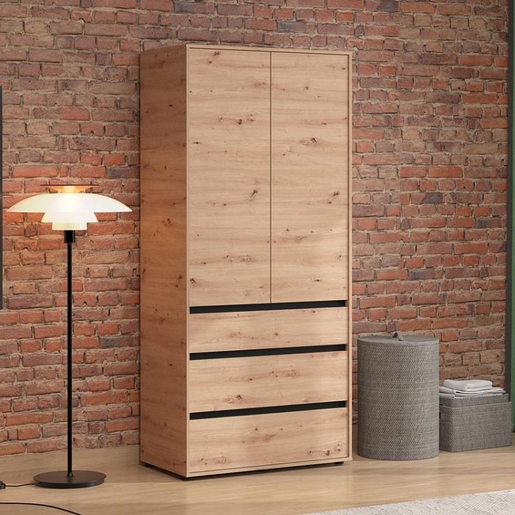 ΝΤΟΥΛΑΠΑ CORBETT 2K3F h211 ARTISAN OAK/ΜΑΥΡΟ ΜΑΤ ΧΡΩΜΑ 93x55x211εκ 11014686