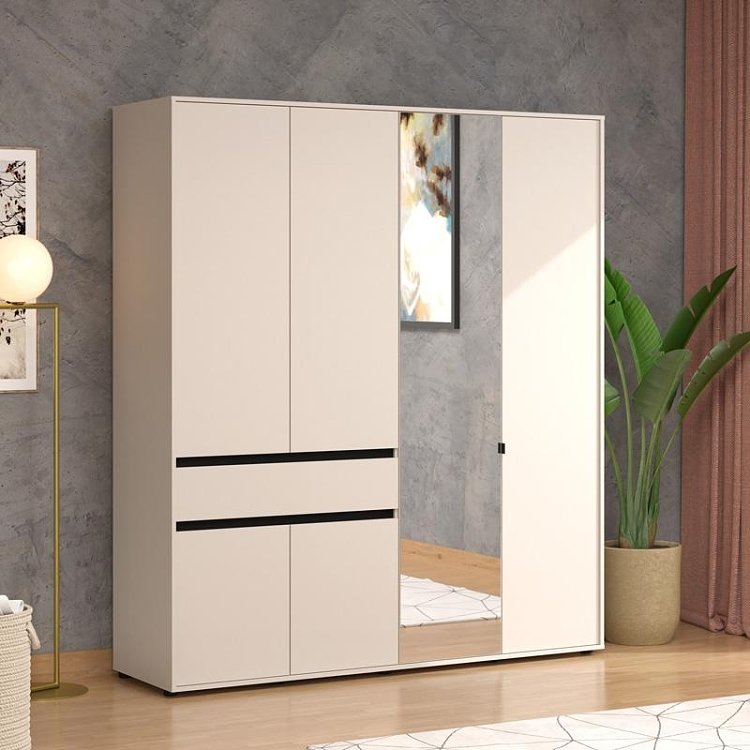 ΝΤΟΥΛΑΠΑ CORBETT 4K1F1O h211 CASHMERE/ΜΑΥΡΟ ΜΑΤ ΧΡΩΜΑ 183x55x211εκ 11014105