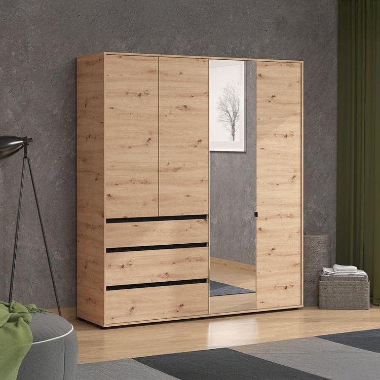 ΝΤΟΥΛΑΠΑ CORBETT 4K3F1O h211 ARTISAN OAK/ΜΑΥΡΟ ΜΑΤ ΧΡΩΜΑ 183x55x211εκ 11014097