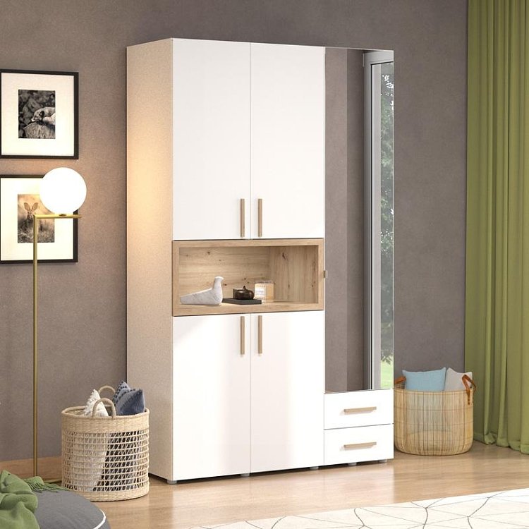 ΝΤΟΥΛΑΠΑ DONALD 3K2F1O h227 ΛΕΥΚΟ/ARTISAN OAK ΧΡΩΜΑ 135x57x227εκ 11014107
