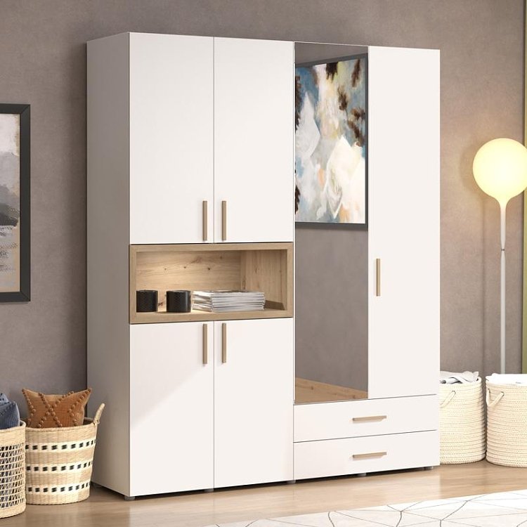ΝΤΟΥΛΑΠΑ DONALD 4K2F1O h227 ΛΕΥΚΟ/ARTISAN OAK ΧΡΩΜΑ 179x57x227εκ 11014295