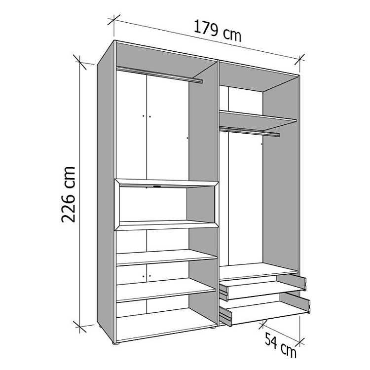 ΝΤΟΥΛΑΠΑ DONALD 4K2F1O h227 ΛΕΥΚΟ/ARTISAN OAK ΧΡΩΜΑ 179x57x227εκ 11014295