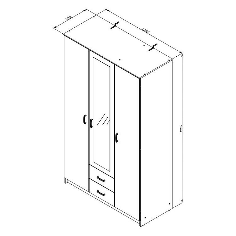 ΝΤΟΥΛΑΠΑ Hana 3Κ2FO GREY OAK 120x52x205εκ 11008713