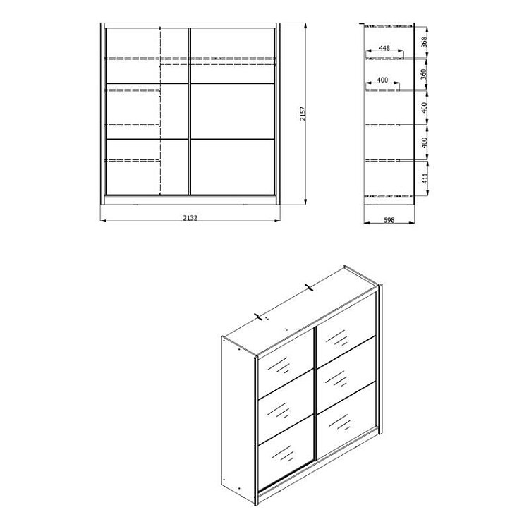 ΝΤΟΥΛΑΠΑ NAVARA ΜΕ ΚΑΘΡΕΦΤΗ 215 2 OG GREY OAK 213x60x215,5εκ 11008348
