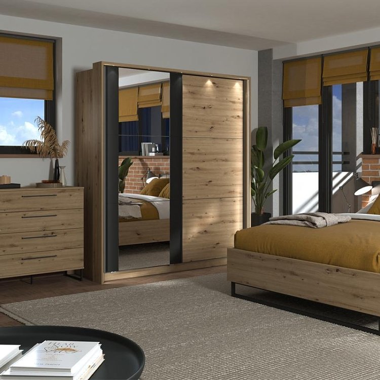 ΝΤΟΥΛΑΠΑ SARDINIA 180 OG ARTISAN OAK / ΜΑΥΡΟ 179x62.5x210εκ 11011118