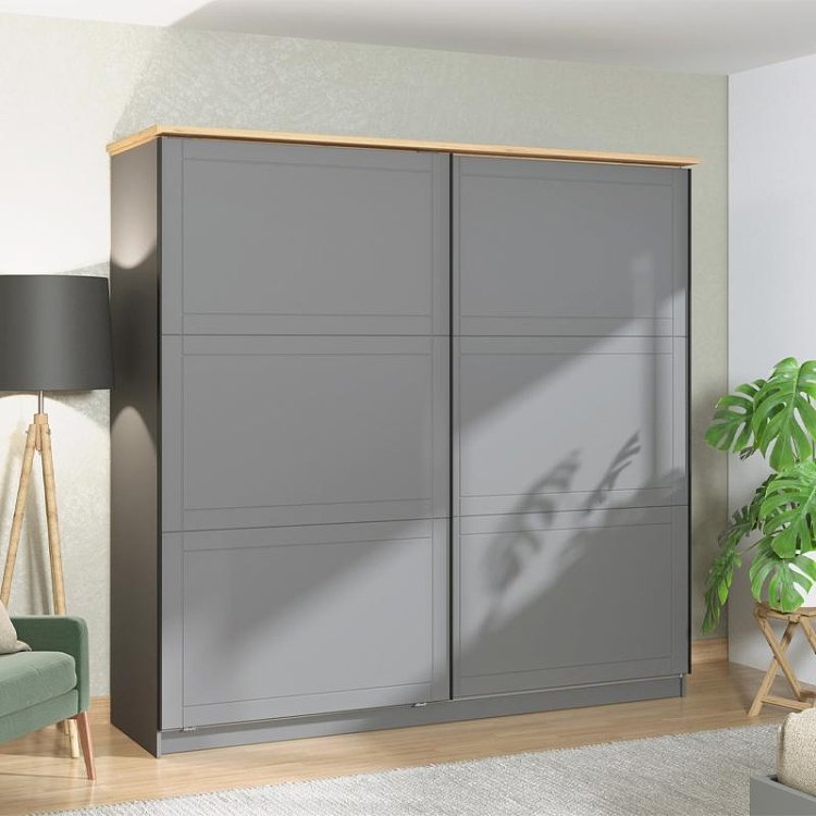 ΝΤΟΥΛΑΠΑ VALENCIA 220 ΓΚΡΙ-ARTISAN OAK-ΓΚΡΙ ΜΑΤ 220x62.5x214εκ 11011498
