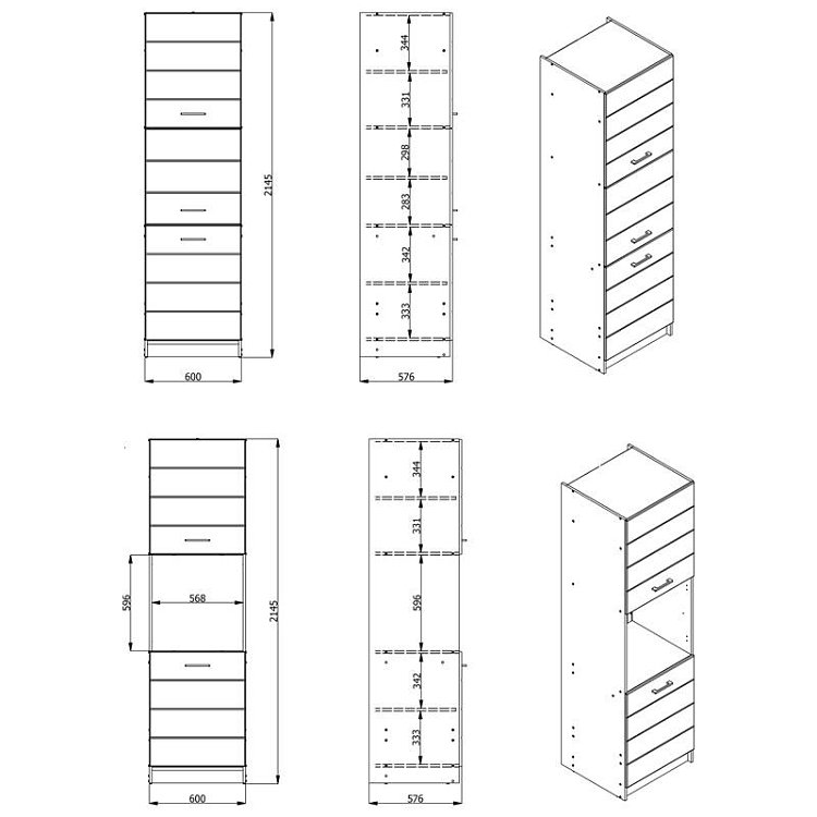 ΝΤΟΥΛΑΠΙ ΚΟΥΖΙΝΑΣ Diva BD 60 ΛΕΥΚΗ/ΛΕΥΚΗ ΛΑΚΑ 60x57,5x214,5εκ 11011284