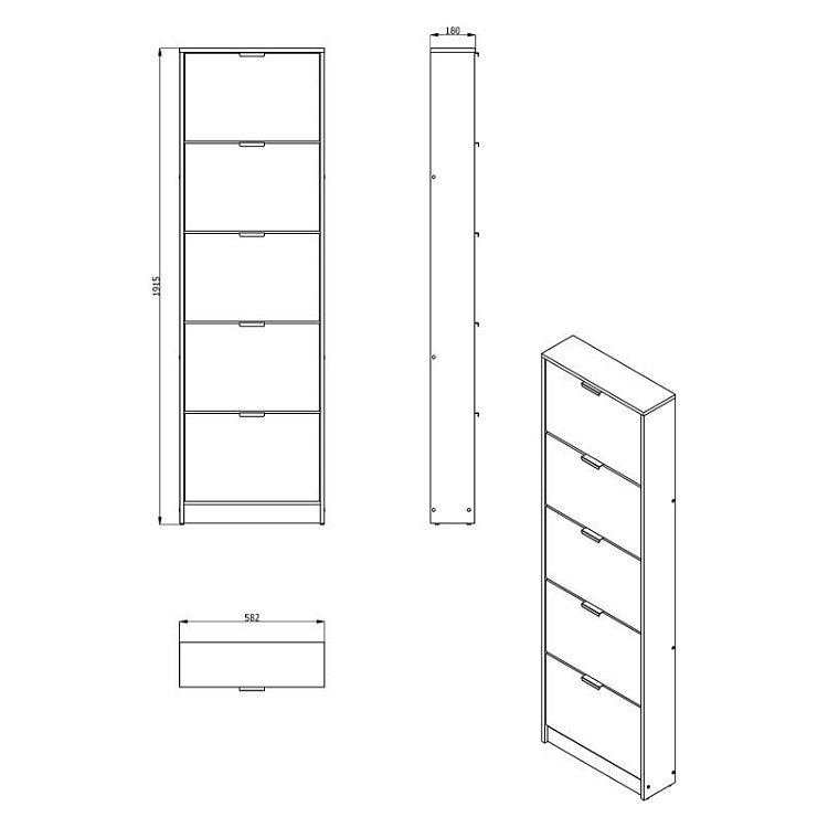 ΠΑΠΟΥΤΣΟΘΗΚΗ Base 15 GREY OAK 58x18x191,5εκ 11008513