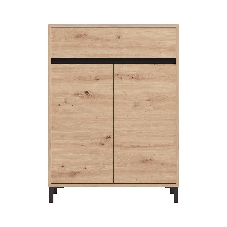 ΠΑΠΟΥΤΣΟΘΗΚΗ FLANNAN 2K1F2V ARTISAN OAK/ΜΑΥΡΟ MATT ΧΡΩΜΑ 80x40x110εκ 11014082