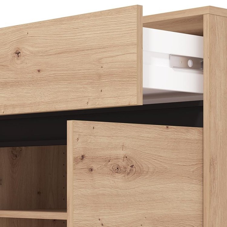 ΠΑΠΟΥΤΣΟΘΗΚΗ FLANNAN 2K1F2V ARTISAN OAK/ΜΑΥΡΟ MATT ΧΡΩΜΑ 80x40x110εκ 11014082