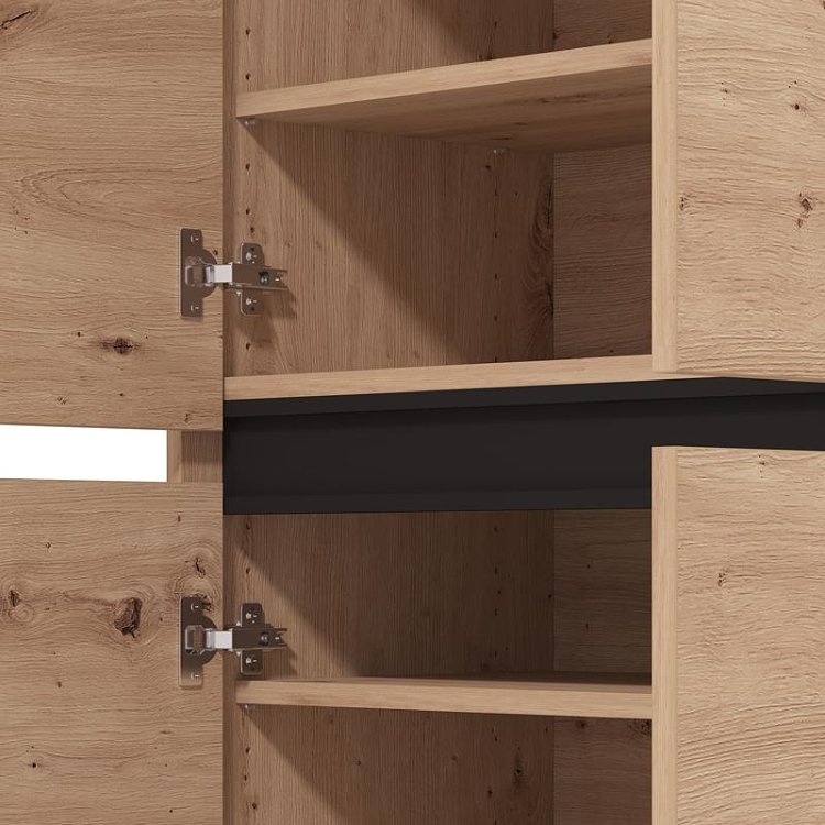 ΠΑΠΟΥΤΣΟΘΗΚΗ FLANNAN 2K4V ARTISAN OAK/ΜΑΥΡΟ MATT ΧΡΩΜΑ 80x40x205εκ 11014080