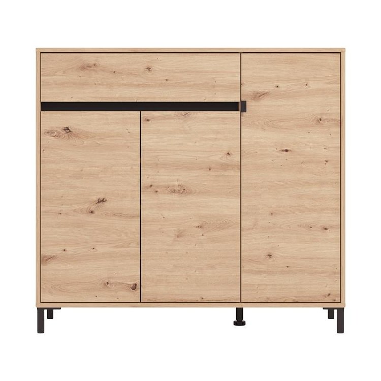 ΠΑΠΟΥΤΣΟΘΗΚΗ FLANNAN 3K1F3V ARTISAN OAK/ΜΑΥΡΟ MATT ΧΡΩΜΑ 120x40x110εκ 11014084