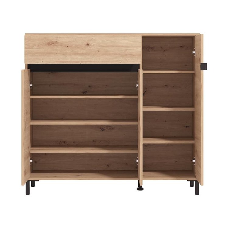 ΠΑΠΟΥΤΣΟΘΗΚΗ FLANNAN 3K1F3V ARTISAN OAK/ΜΑΥΡΟ MATT ΧΡΩΜΑ 120x40x110εκ 11014084