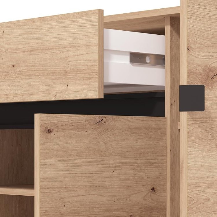 ΠΑΠΟΥΤΣΟΘΗΚΗ FLANNAN 3K1F3V ARTISAN OAK/ΜΑΥΡΟ MATT ΧΡΩΜΑ 120x40x110εκ 11014084