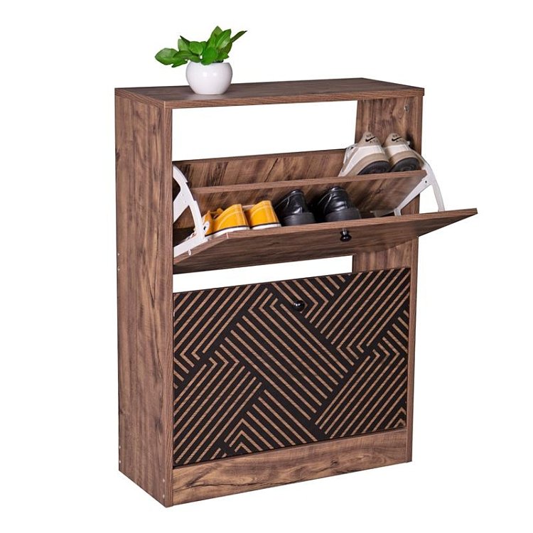 ΠΑΠΟΥΤΣΟΘΗΚΗ Fylliana "Home" 1872 ΜΕ 2 ΠΟΡΤΕΣ ΜΑΥΡΗ GREY OAK-ΜΑΥΡΗ 60x23.5x81εκ 271-121-036