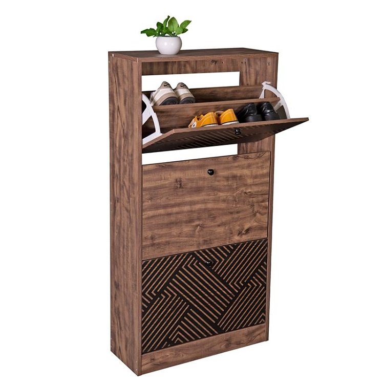 ΠΑΠΟΥΤΣΟΘΗΚΗ Fylliana "Home" 1873 ΜΕ 3 ΜΑΥΡΗ GREY OAK-ΜΑΥΡΗ 60*23.5*117 271-121-038