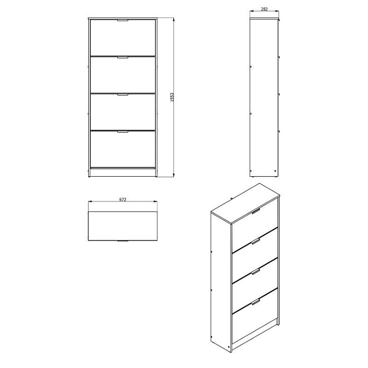 ΠΑΠΟΥΤΣΟΘΗΚΗ Hugo 24 Grey Oak ΜΕ ΚΑΘΡΕΦΤΗ 67x28x155εκ 11008541