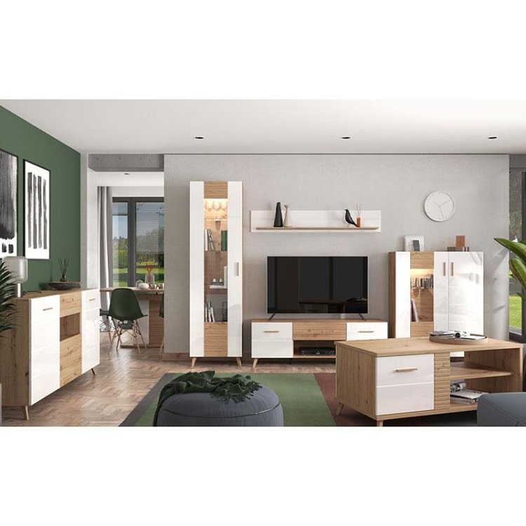 ΡΑΦΙ ΤΟΙΧΟΥ BRETAGNA ZP ARTISAN OAK-ΛΕΥΚΟ HIGH GLOSS FOIL 150x19,5x25εκ a.p.r 11012057